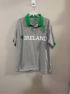 Men's Ferruche Y2K Style Ireland Graphic Rugby Polo. Size XL